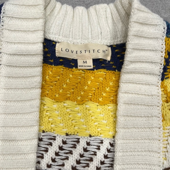 [M]Lovestitch Multicolor Knit Cotton Open Long Cardigan NWOT - Picture 6 of 10